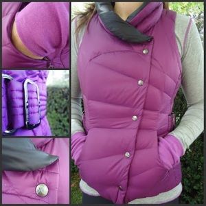 Lululemon GET DOWN Goose Down Purple Puffer Zip-up Vest/Reversible to Black-NICE